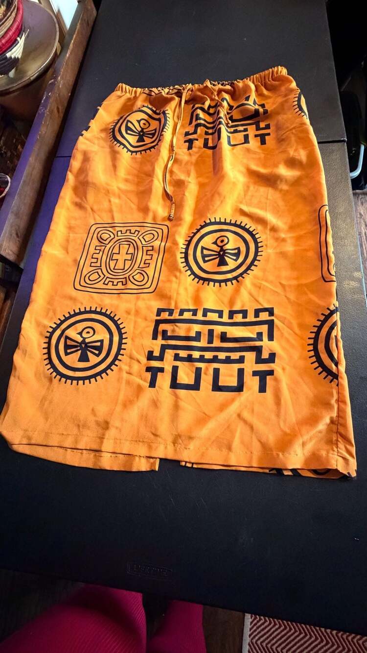 AS*HRO Orange Mudcloth Print Skirt XXL